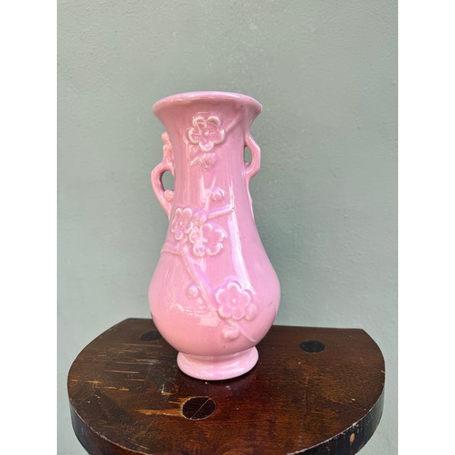 1960s Pink Vase — Bird & Cherry Blossom Vase For Sale - Image 5 of 6