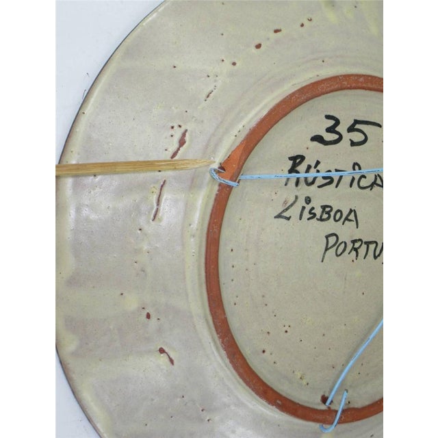 Mid 20th Century Platter 12" Earthenware Hand Painted from Portugal Signed - Rustica Lisboa For Sale - Image 12 of 12