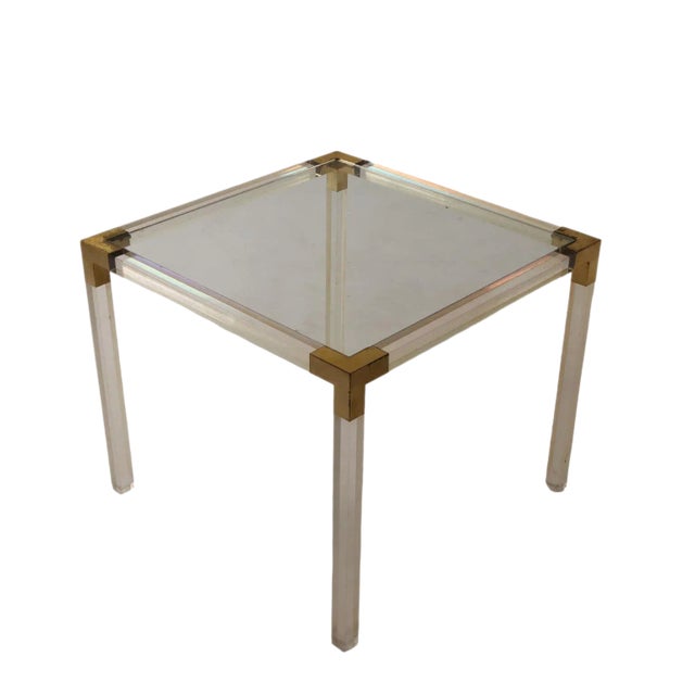 Vintage Coffee Table in Brass & Glass, Italy, 1970s For Sale