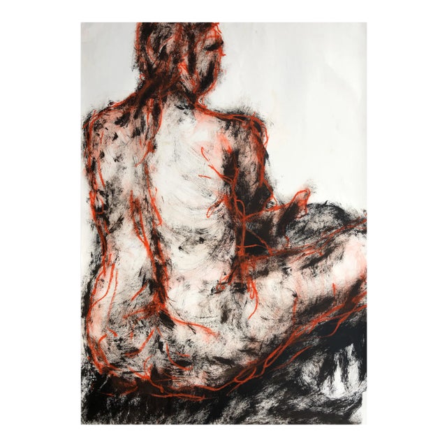 Angela Lyle "Seated Man" Contemporary Mixed Media on Paper 2019 For Sale