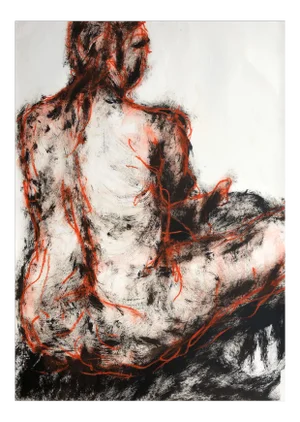 Angela Lyle "Seated Man" Contemporary Mixed Media on Paper 2019