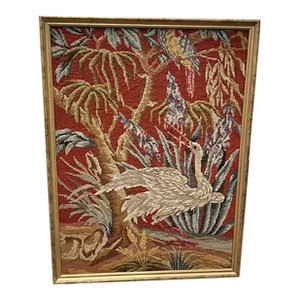 Framed Antique French Bird Tapestry