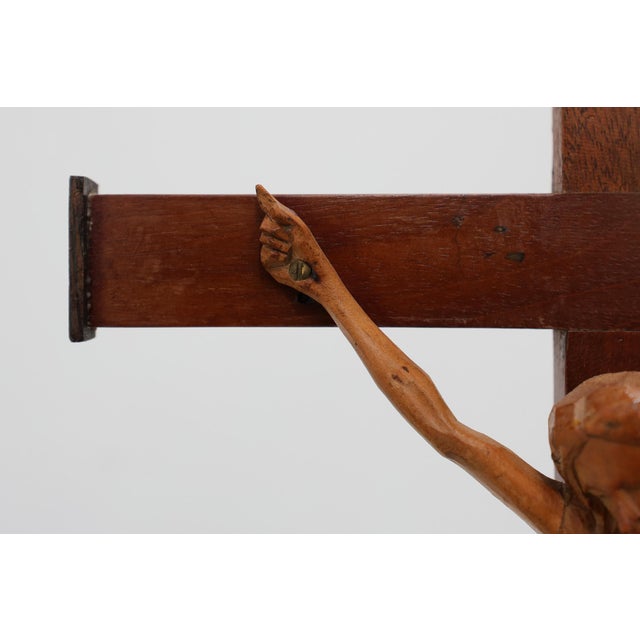 Table Crucifix with Carved Wooden Corpus on Ball and Plinth, Belgium, 1900s For Sale - Image 11 of 12