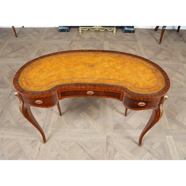 Brown Vintage Maitland Smith Kidney Shaped Desk For Sale - Image 8 of 18