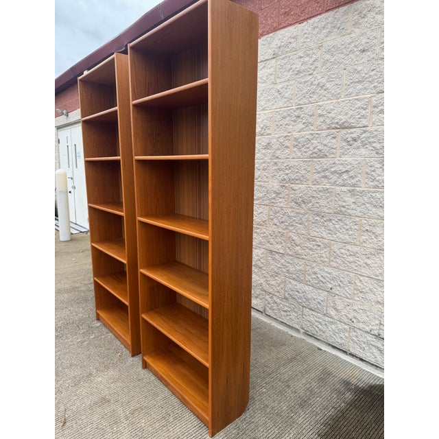 Pair of Tall Mid-Century Modern Scandinavian Bookcases, 83.5" Tall For Sale - Image 4 of 12