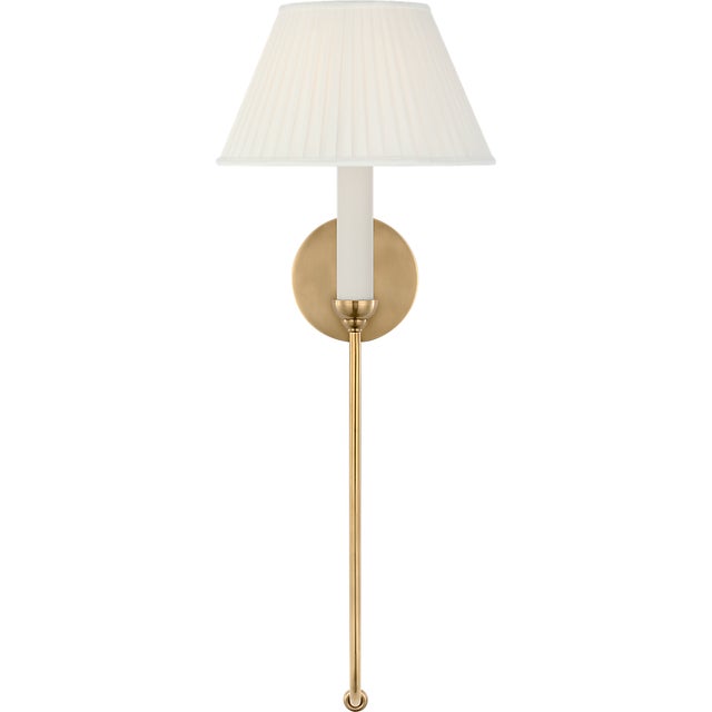Ingela 24" Single Sconce in Hand-Rubbed Antique Brass with Silk Pleat Shade Designer: Amber Lewis Finish: Hand-Rubbed...