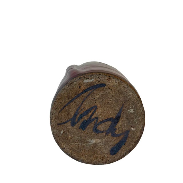 Mid-Century Artisan Ceramic Glazed Lidded Vessel Singed For Sale - Image 12 of 13