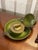 Evans Mid 20th Century Evans Hand- Enameled Green Pear Lighter and Tray With Leaf Accent For Sale - Image 4 of 12