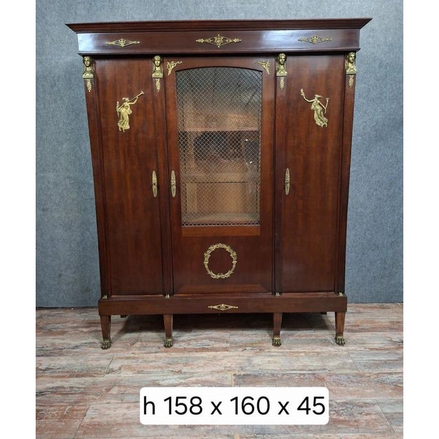 Brown Empire Style Wardrobe in Mahogany with Egyptian Heads For Sale - Image 8 of 10