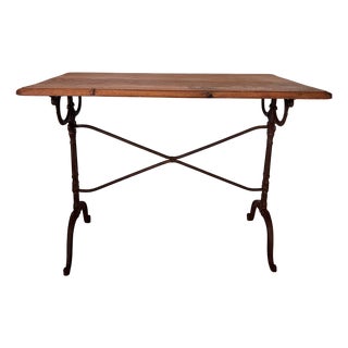 Bistro Table in Oak with Metal Legs For Sale