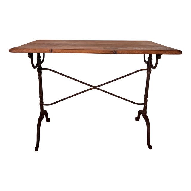 Bistro Table in Oak with Metal Legs For Sale