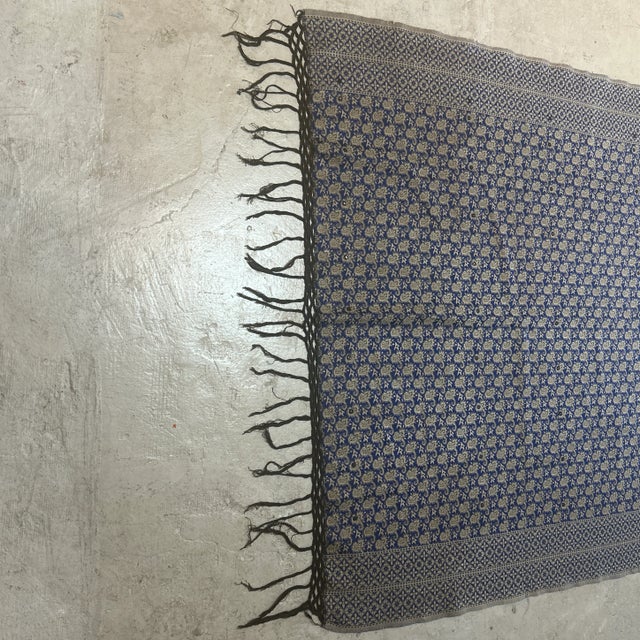 Usbekestan Blue Fabric Throw For Sale In Los Angeles - Image 6 of 6