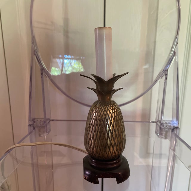 Mid 20th Century Mid 20th Century Miniature Brass Pineapple Candlestick Lamp For Sale - Image 5 of 5