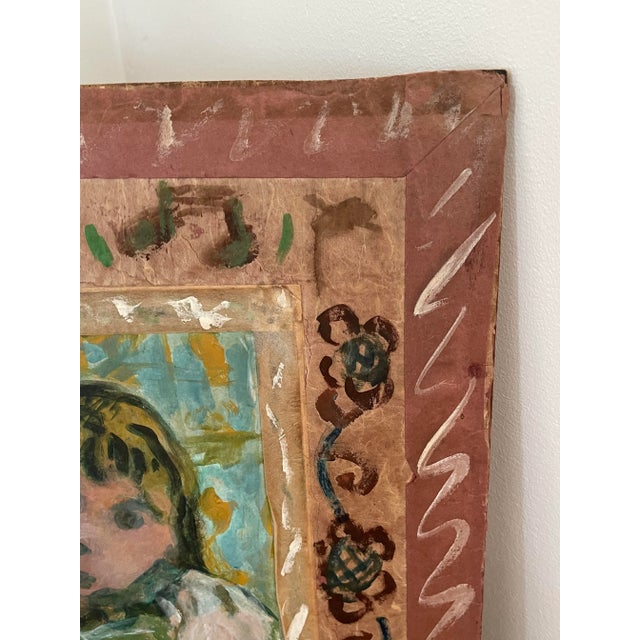 Abstract Margaret Held (1933-2016) Abstract Acrylic on Wood Board Mixed Media “Waiting” For Sale - Image 3 of 12