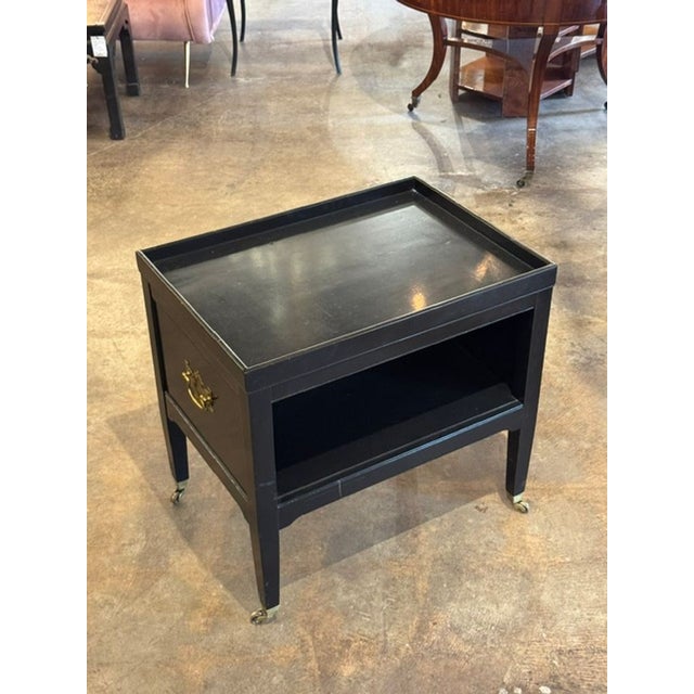 Traditional Vintage Black Lacquer Side Table For Sale - Image 3 of 6