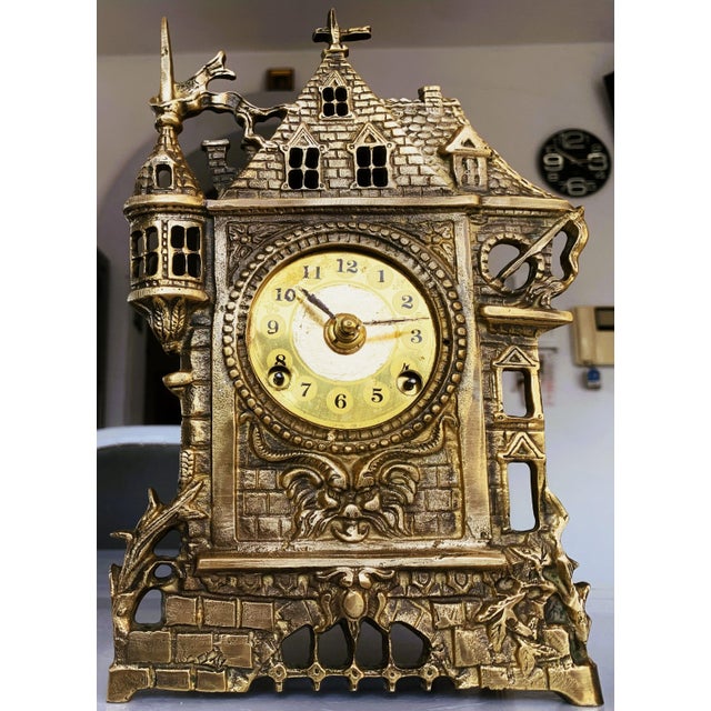 German Mantel Clock in Brass, 1950s For Sale - Image 18 of 18