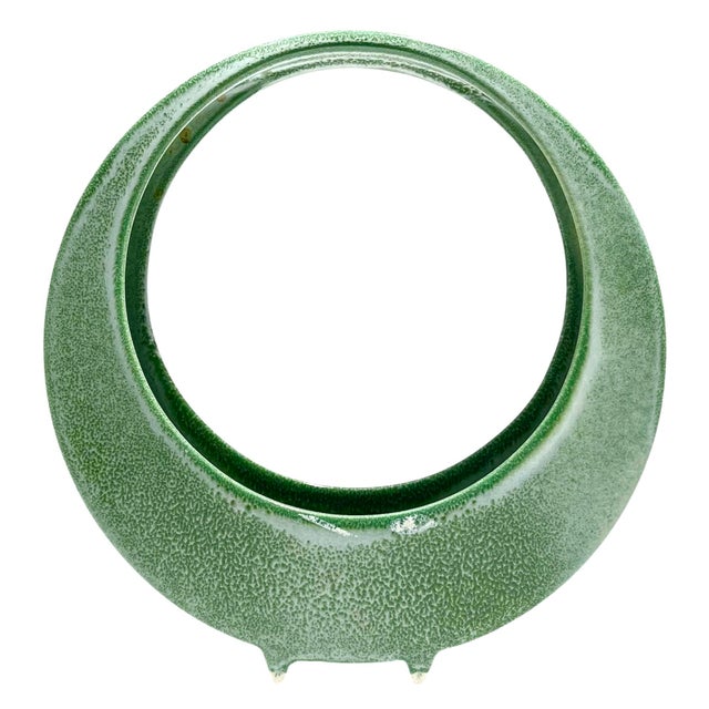 Add a sleek Japanese touch to your decor scheme with this modernist light green ikebana vase from the 1960s. In excellent...