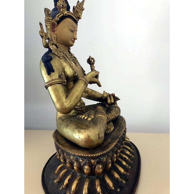 19th Century Fine Sino-Tibetan Bronze Statue of Vajrasattva Bodhisattva For Sale - Image 5 of 13