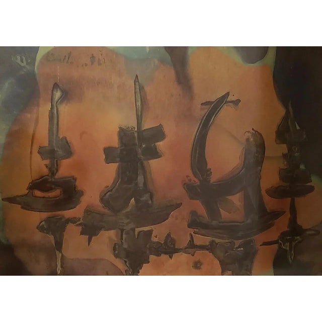 Silvio Giovenetti (20th c.) Mid Century Modern Abstract Acid Etched Stainless Steel c.1971 Brilliant large scale stainless...