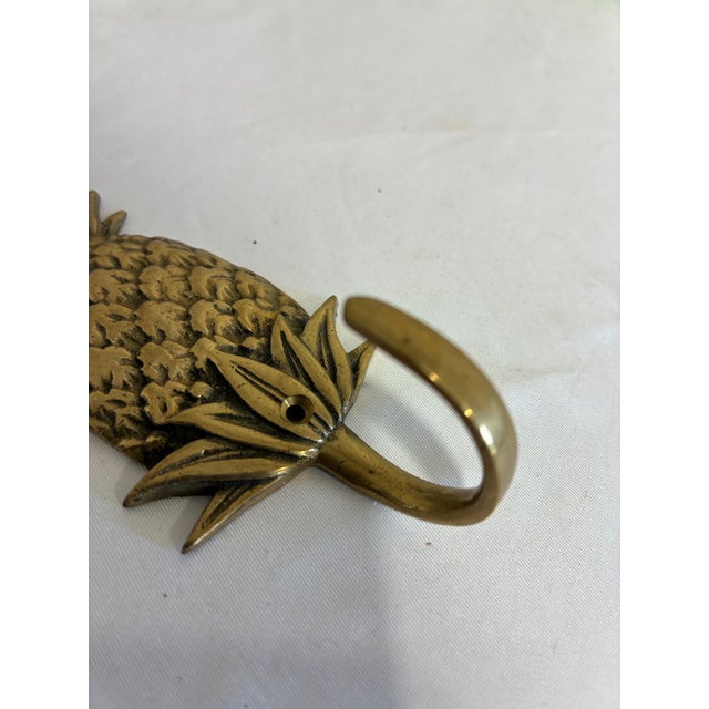 Vintage Solid Brass Pineapple Wall Hook For Sale - Image 4 of 6