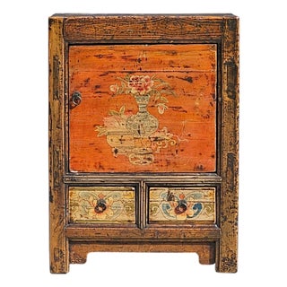 Early 20th Century Hand-Painted Mongolian Elmwood Chinese Chest Cabinet For Sale
