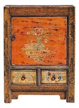Early 20th Century Hand-Painted Mongolian Elmwood Chinese Chest Cabinet