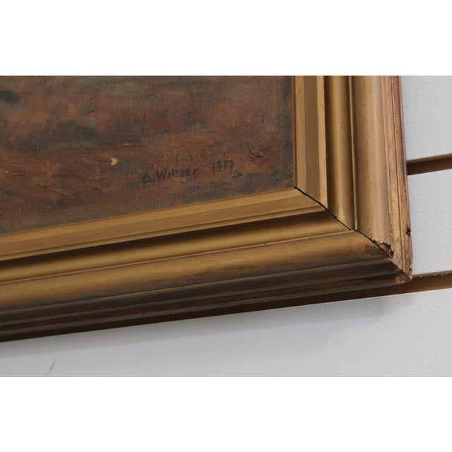 Paint Framed Oil on Canvas Painting Wwi No Mans Land - Signed For Sale - Image 7 of 12
