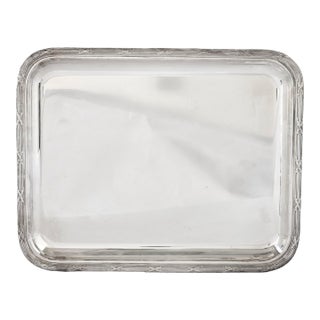 Christofle Rubans Pattern Silverplate Serving Tray For Sale