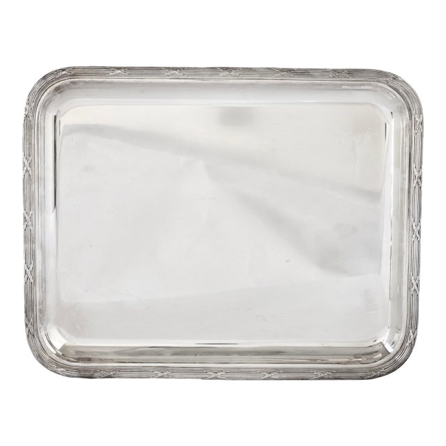 Christofle Rubans Pattern Silverplate Serving Tray For Sale