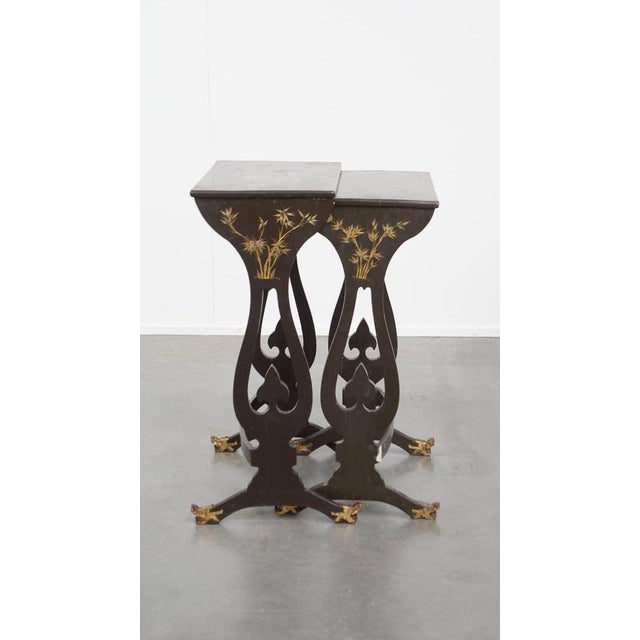 Japanese Lacquered Side Tables, Set of 2 For Sale - Image 3 of 13