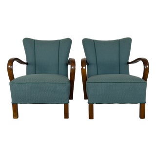 Scandinavian Modern Bentwood Lounge Chairs, 1940s, Set of 2 For Sale