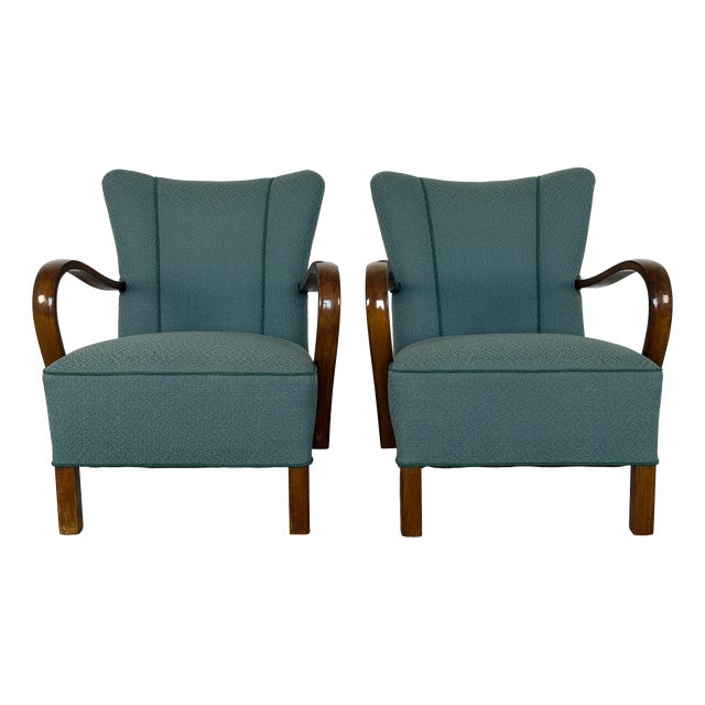 Scandinavian Modern Bentwood Lounge Chairs, 1940s, Set of 2 For Sale