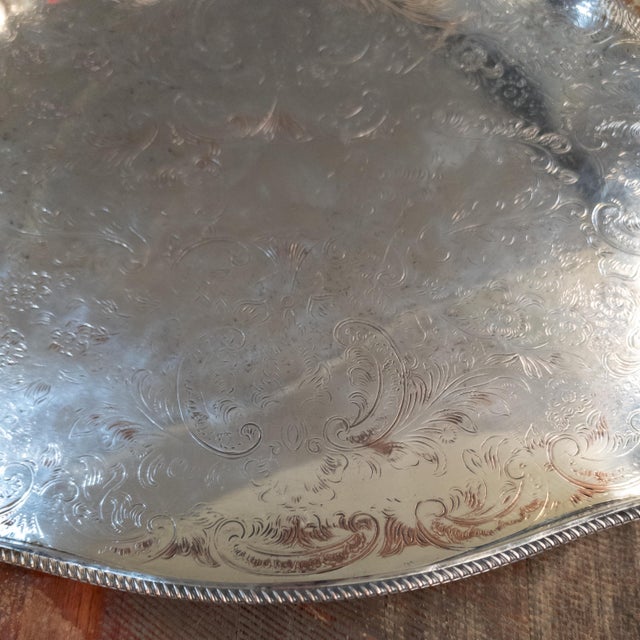 20th Century English Victorian Style Silverplate Drinks Tray With Gallery For Sale - Image 11 of 13