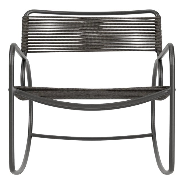 Brown Jordan Walter Lamb Rocking Chair, Textured Pewter frame with Coal fabric For Sale