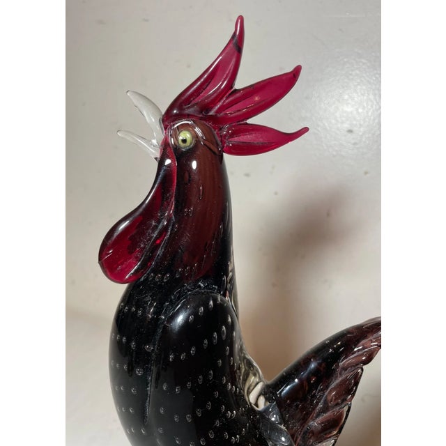 Vintage Hand Blown Glass Murano Italian Bird Rooster Chicken Statue Sculpture For Sale - Image 12 of 14