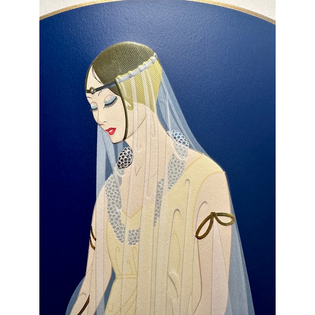 Erté “Devotion” Hand-Signed Embossed Art Deco Serigraph With Foil, 1987, Custom Framed For Sale In Los Angeles - Image 6 of 18