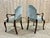 Pair of Chippendales armchairs in walnut from the 1930s, gray-green velvet - L=53cm, D=50cm, H=97cm, seat H=50cm.