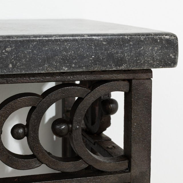 Neoclassical Wrought Iron Console With Belgian Bluestone For Sale - Image 12 of 12