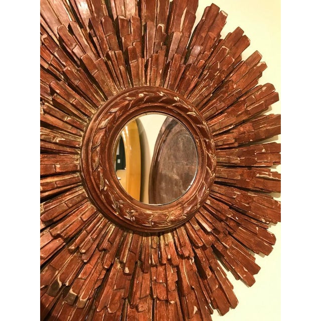 Wood Mid Century Italian Red Starburst Mirror by Palladio For Sale - Image 7 of 12