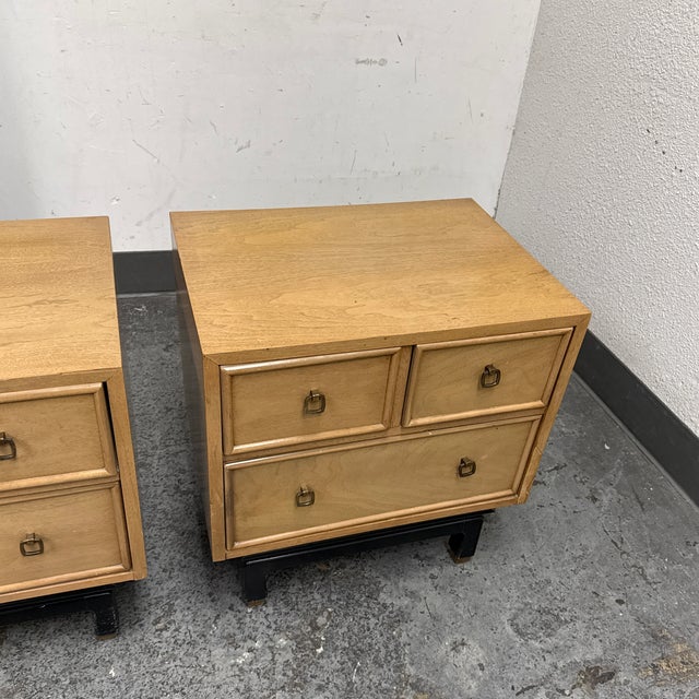 Mid 20th Century American of Martinsville Blonde Walnut Nightstands, Pair For Sale - Image 12 of 12