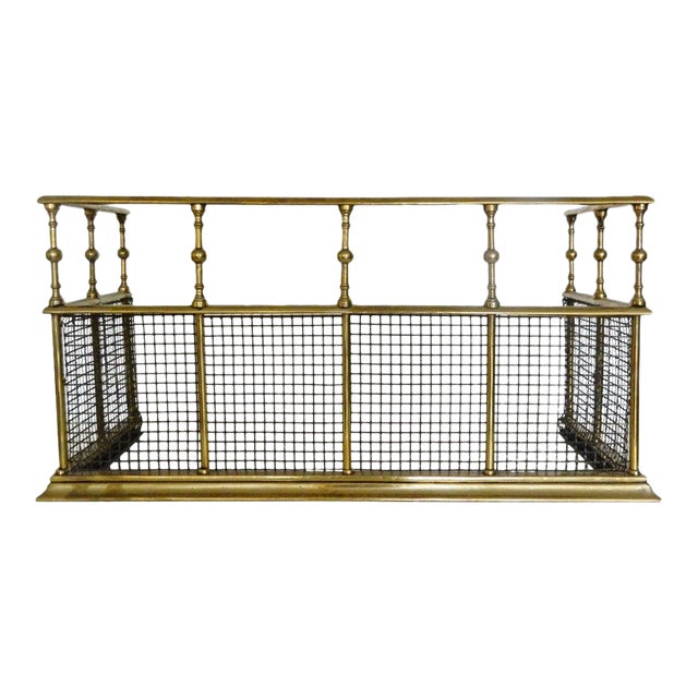 19th Century French Polished Brass Mesh Fire Fender Chairish