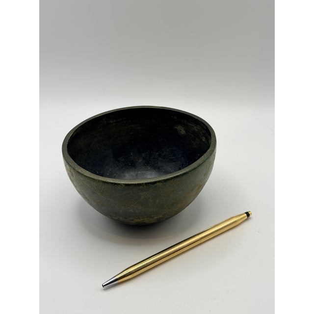 Early 20th Century Vintage Bronze Bowl With Aged Patina, Hand-Cast Decorative Object For Sale - Image 5 of 5