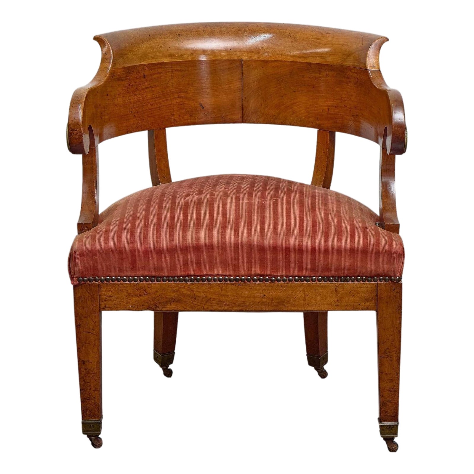 Biedermeier Walnut Tub Chair With Curved Crest Rail, 19th Century ...