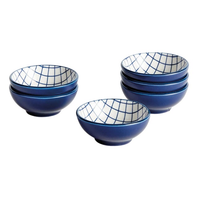 Stria Grid Dip Bowls, Set Of 6 For Sale