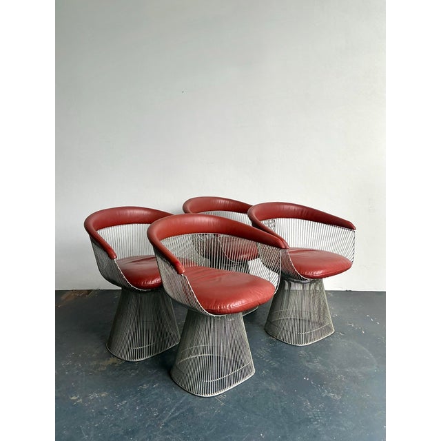 Chrome Vintage MCM Warren Platner for Knoll Chrome Dining Chairs - Set of 4 For Sale - Image 8 of 12