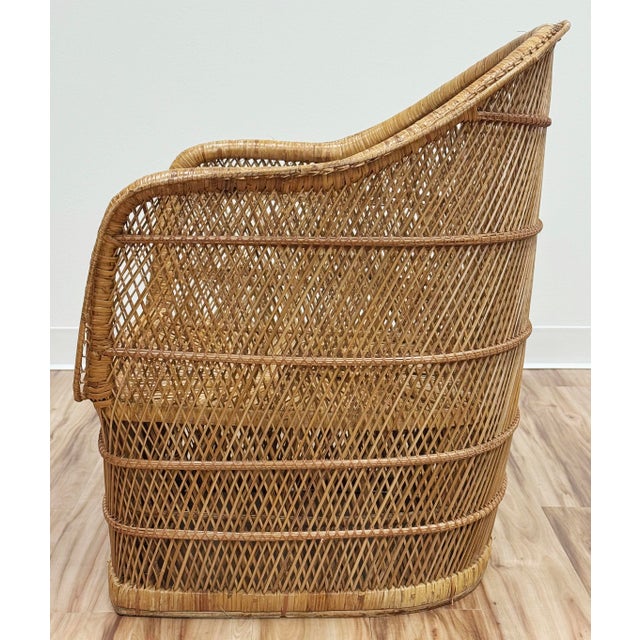 Vintage Woven Wicker Arm Chair For Sale In Kansas City - Image 6 of 10