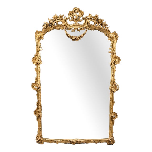 French Ornate Giltwood Panel Mirror For Sale