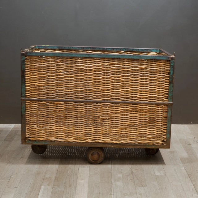 Large Belgian Factory Cotton Rolling Cart C.1940 For Sale In San Francisco - Image 6 of 10