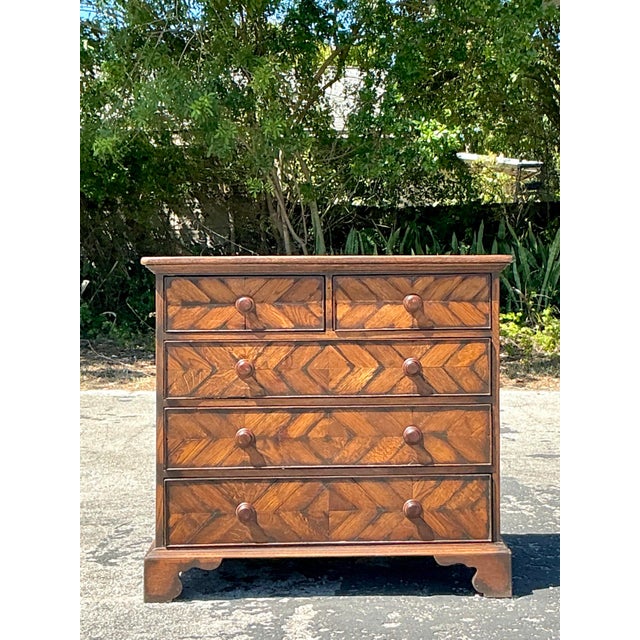 Vintage Boho Herringbone Chest of Drawers For Sale In West Palm - Image 6 of 10