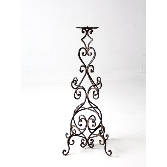 Vintage Scrollwork Iron Candle Stand For Sale - Image 10 of 17